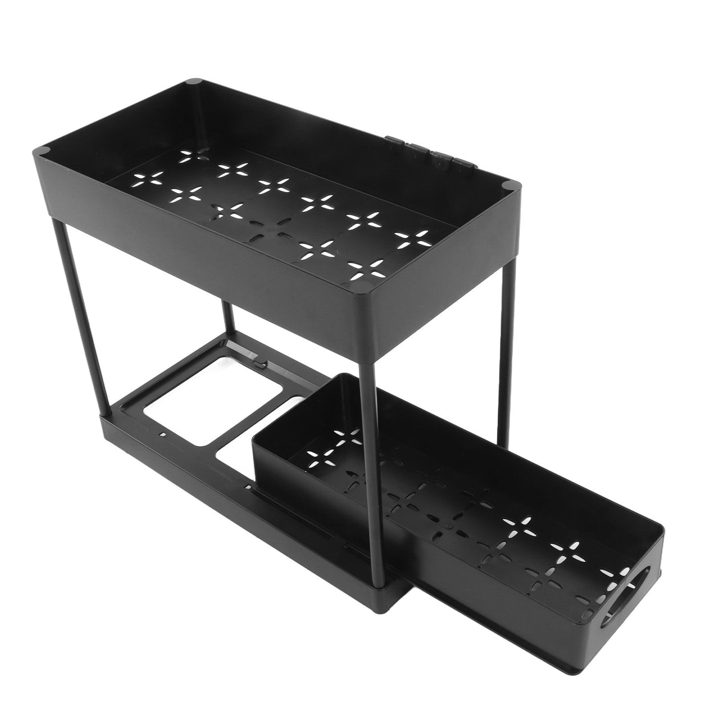 Slide Out Storage Basket Under Sink Organizer for Cabinet Sliding Drawers Countertop Pantry HIPS Black V1294-YM0512-3117220264411