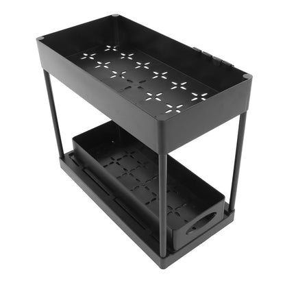 Slide Out Storage Basket Under Sink Organizer for Cabinet Sliding Drawers Countertop Pantry HIPS Black V1294-YM0512-3117220264411