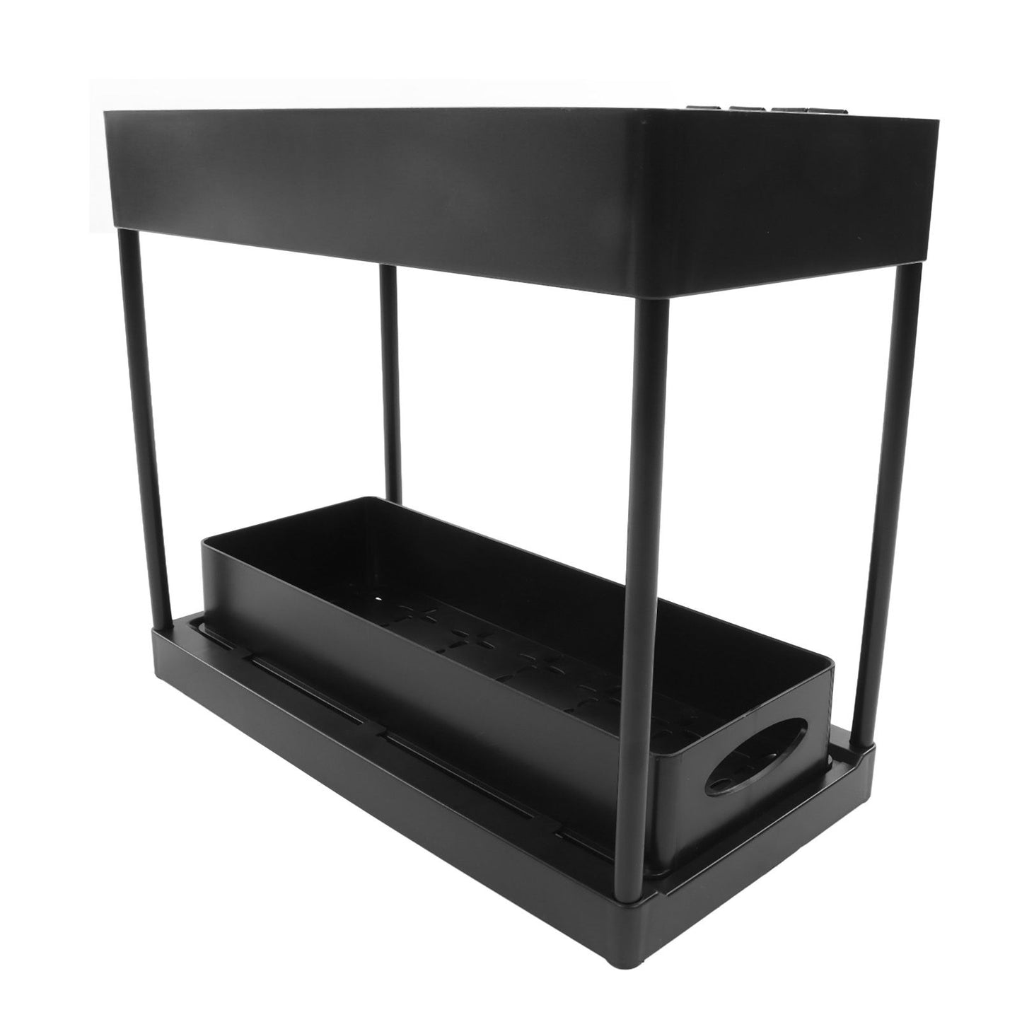 Slide Out Storage Basket Under Sink Organizer for Cabinet Sliding Drawers Countertop Pantry HIPS Black V1294-YM0512-3117220264411