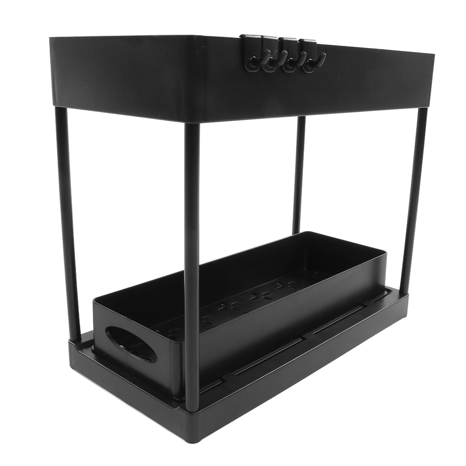 Slide Out Storage Basket Under Sink Organizer for Cabinet Sliding Drawers Countertop Pantry HIPS Black V1294-YM0512-3117220264411