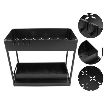 Slide Out Storage Basket Under Sink Organizer for Cabinet Sliding Drawers Countertop Pantry HIPS Black V1294-YM0512-3117220264411