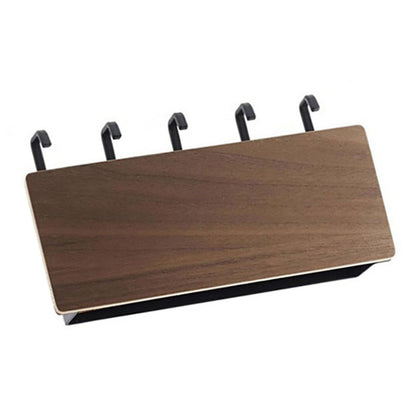 Japanese Wall Mounted Key Holder Wood with 5 Hooks Punch Free Multifunction Key Hanger for Home Walnut Color V1294-YM0512-3117220265012