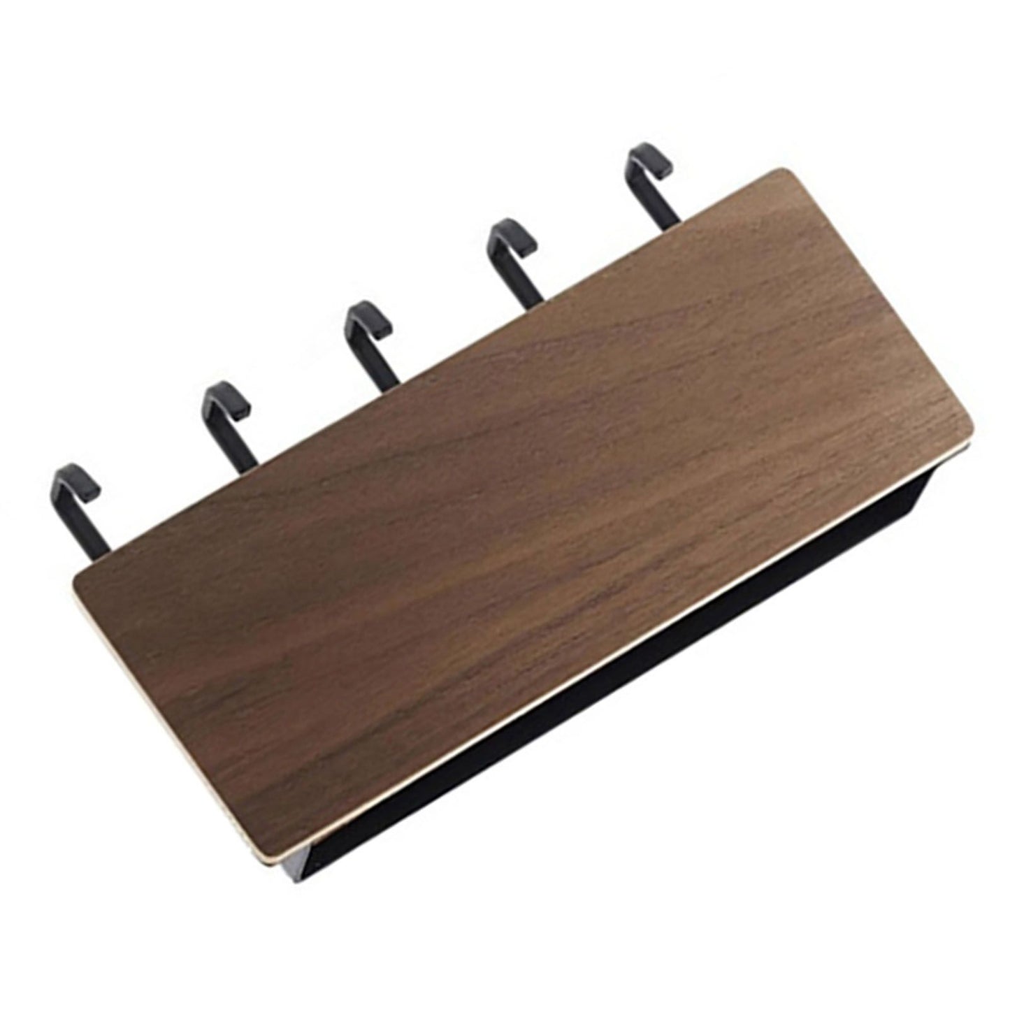 Japanese Wall Mounted Key Holder Wood with 5 Hooks Punch Free Multifunction Key Hanger for Home Walnut Color V1294-YM0512-3117220265012