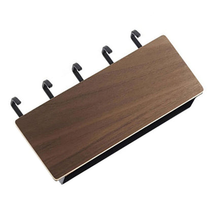 Japanese Wall Mounted Key Holder Wood with 5 Hooks Punch Free Multifunction Key Hanger for Home Walnut Color V1294-YM0512-3117220265012
