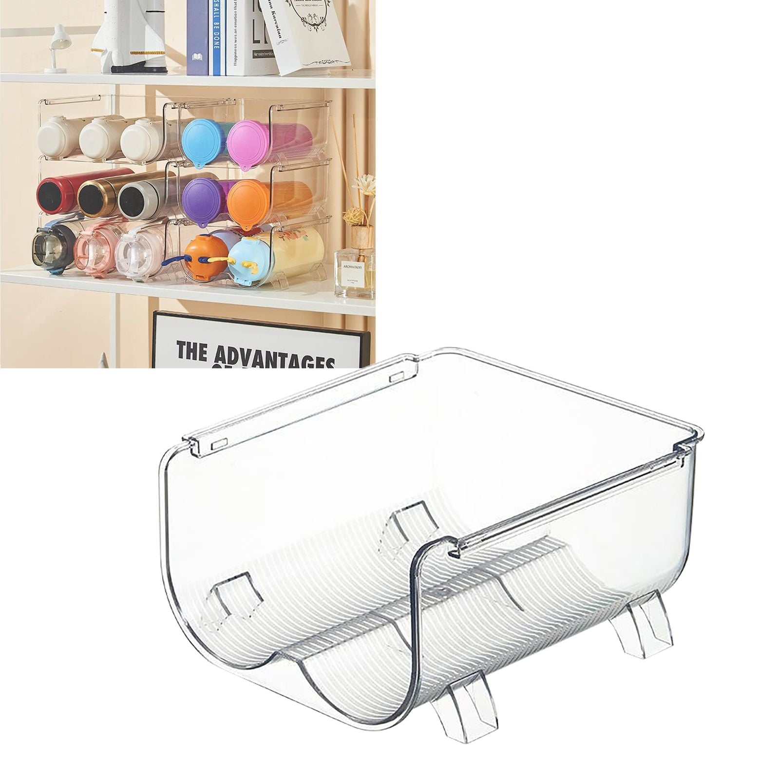 Water Bottle Organizer Transparent Stackable Space Saving Water Bottle Storage Holder Rack for Vacuum Cup 2 V1294-YM0512-3117220266012