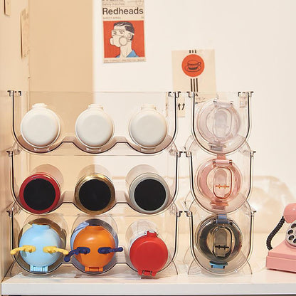 Water Bottle Organizer Transparent Stackable Space Saving Water Bottle Storage Holder Rack for Vacuum Cup 3 V1294-YM0512-3117220266013