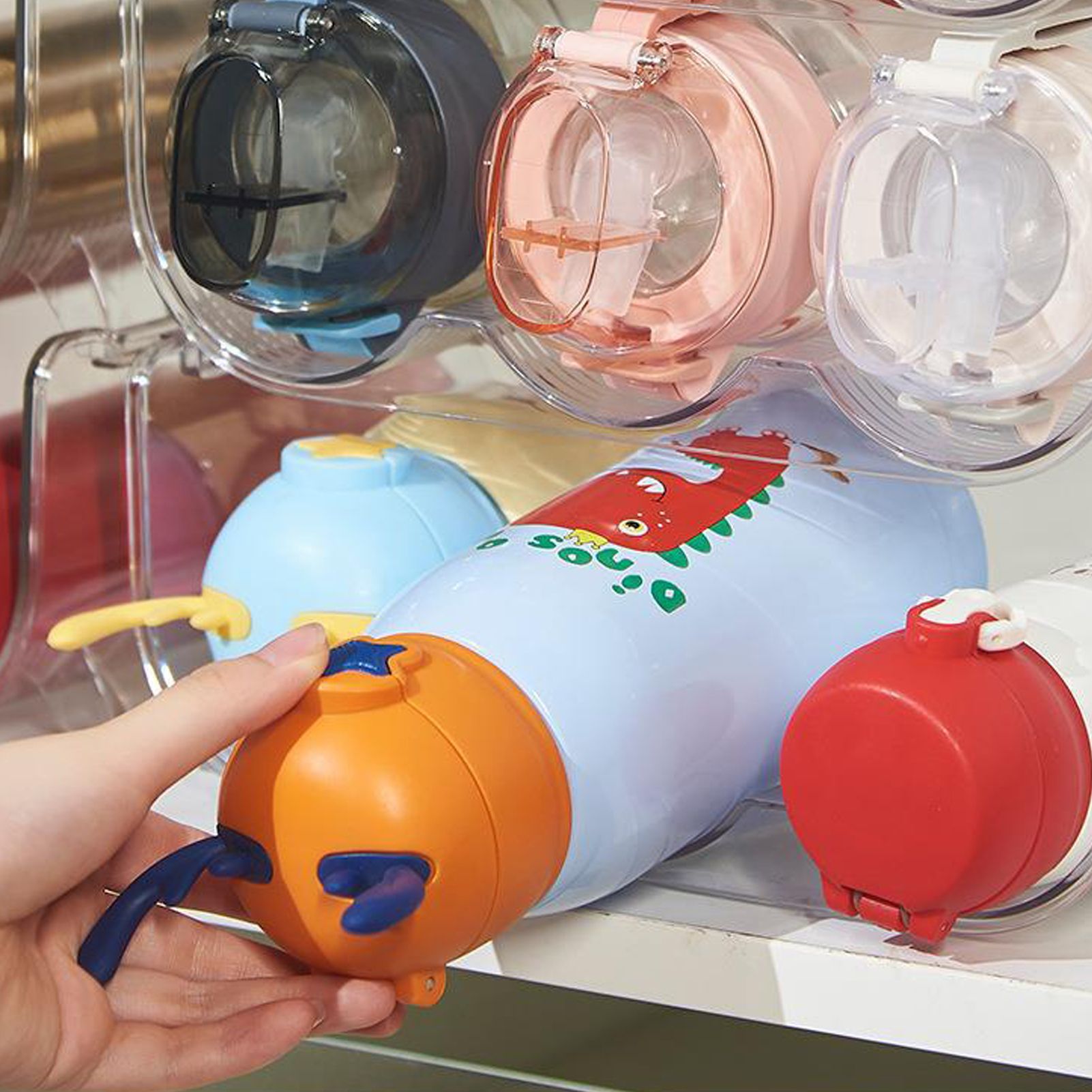 Water Bottle Organizer Transparent Stackable Space Saving Water Bottle Storage Holder Rack for Vacuum Cup 3 V1294-YM0512-3117220266013