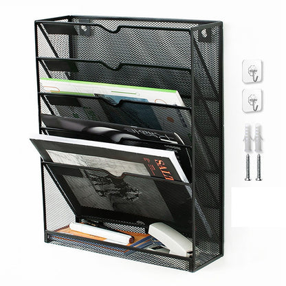 5 Tier Wall File Organizer Vertical Placement Glossy Edges Wall Mount File Holder with Hanging Hole for V1294-YM0512-3117220266311