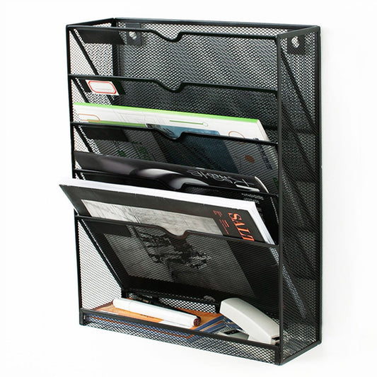 5 Tier Wall File Organizer Vertical Placement Glossy Edges Wall Mount File Holder with Hanging Hole for V1294-YM0512-3117220266311