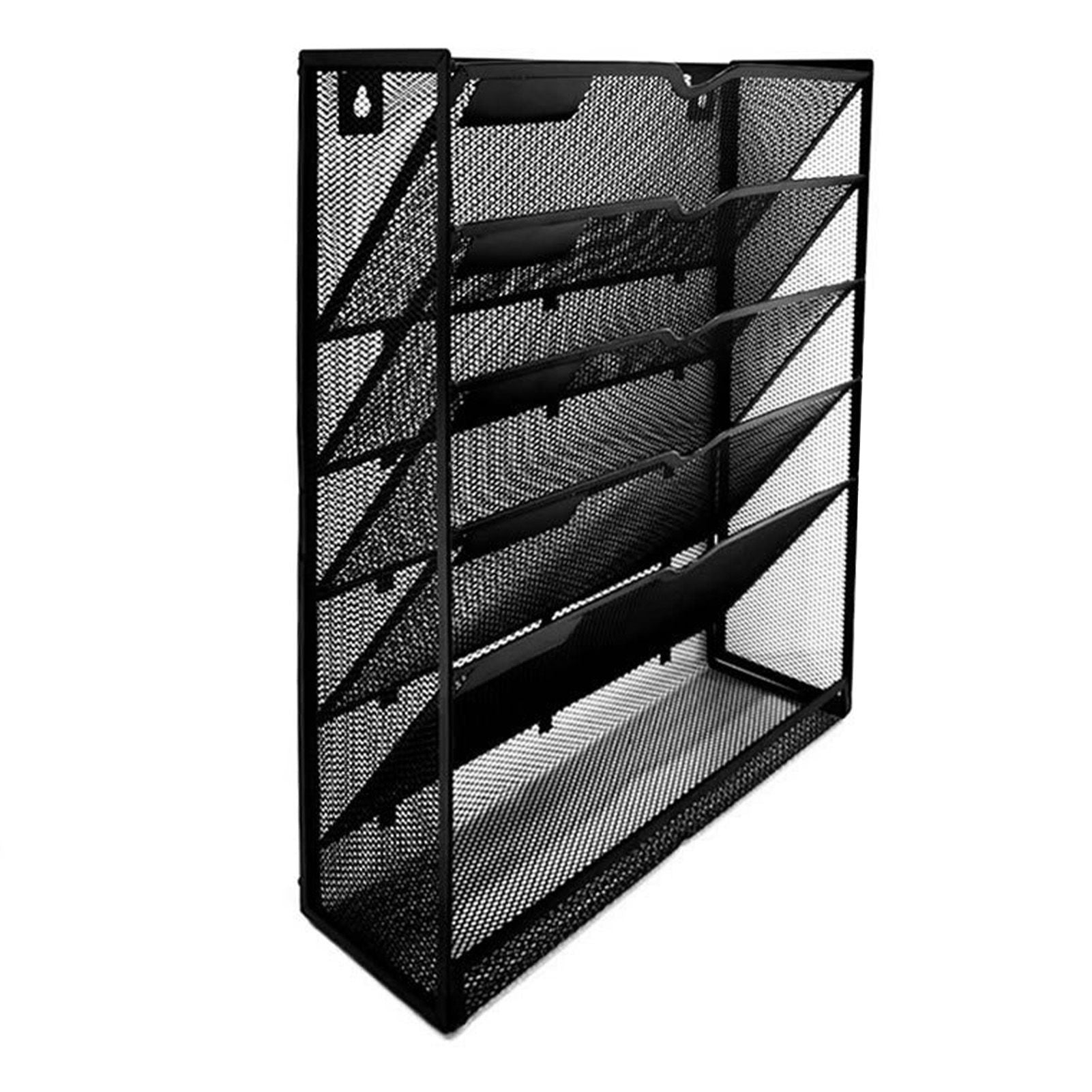 5 Tier Wall File Organizer Vertical Placement Glossy Edges Wall Mount File Holder with Hanging Hole for V1294-YM0512-3117220266311