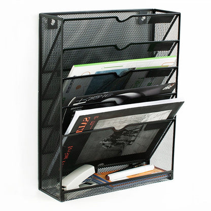 5 Tier Wall File Organizer Vertical Placement Glossy Edges Wall Mount File Holder with Hanging Hole for V1294-YM0512-3117220266311