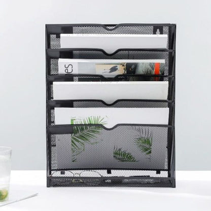 5 Tier Wall File Organizer Vertical Placement Glossy Edges Wall Mount File Holder with Hanging Hole for V1294-YM0512-3117220266311