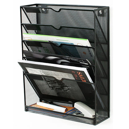 5 Tier Wall File Organizer Vertical Placement Glossy Edges Wall Mount File Holder with Hanging Hole for V1294-YM0512-3117220266311