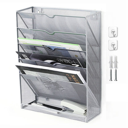 5 Tier Wall File Organizer Vertical Placement Glossy Edges Wall Mount File Holder with Hanging Hole for V1294-YM0512-3117220266312