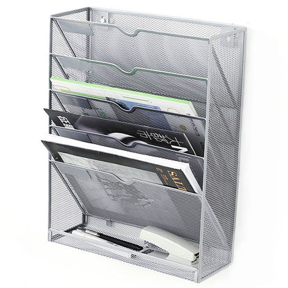 5 Tier Wall File Organizer Vertical Placement Glossy Edges Wall Mount File Holder with Hanging Hole for V1294-YM0512-3117220266312