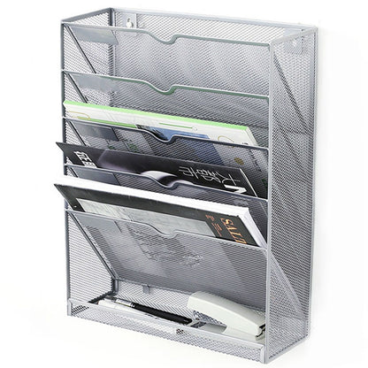 5 Tier Wall File Organizer Vertical Placement Glossy Edges Wall Mount File Holder with Hanging Hole for V1294-YM0512-3117220266312