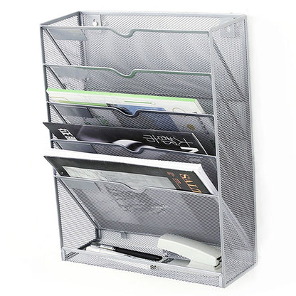 5 Tier Wall File Organizer Vertical Placement Glossy Edges Wall Mount File Holder with Hanging Hole for V1294-YM0512-3117220266312