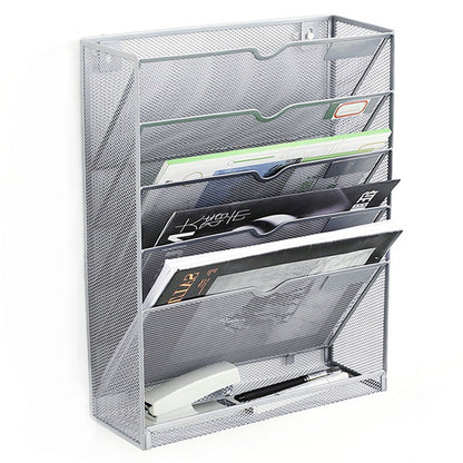 5 Tier Wall File Organizer Vertical Placement Glossy Edges Wall Mount File Holder with Hanging Hole for V1294-YM0512-3117220266312