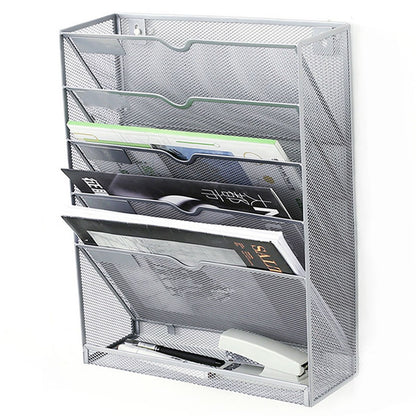 5 Tier Wall File Organizer Vertical Placement Glossy Edges Wall Mount File Holder with Hanging Hole for V1294-YM0512-3117220266312