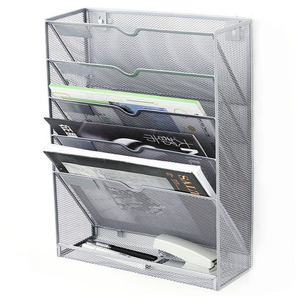 5 Tier Wall File Organizer Vertical Placement Glossy Edges Wall Mount File Holder with Hanging Hole for V1294-YM0512-3117220266312