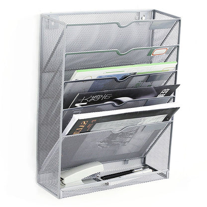 5 Tier Wall File Organizer Vertical Placement Glossy Edges Wall Mount File Holder with Hanging Hole for V1294-YM0512-3117220266312