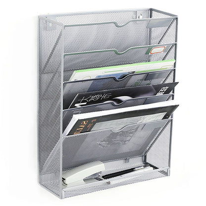 5 Tier Wall File Organizer Vertical Placement Glossy Edges Wall Mount File Holder with Hanging Hole for V1294-YM0512-3117220266312