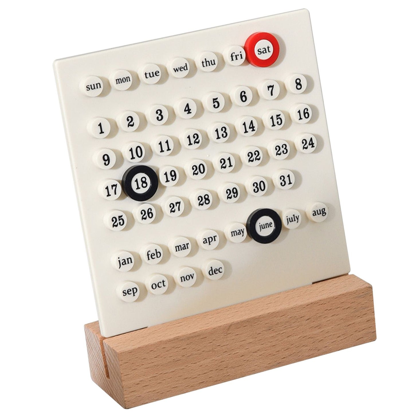 Wooden Kids Calendar DIY Hand Operated Develop Planning Skills Perpetual Calendar for Home White V1294-YM0512-3117220266411