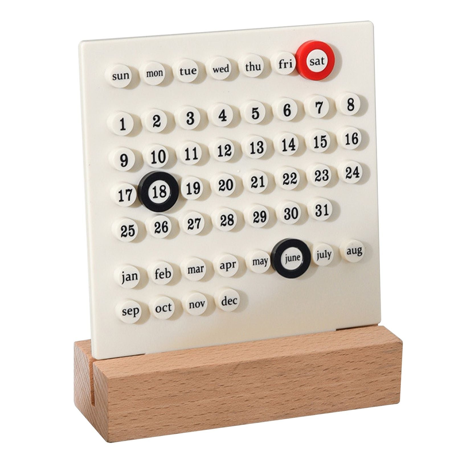 Wooden Kids Calendar DIY Hand Operated Develop Planning Skills Perpetual Calendar for Home White V1294-YM0512-3117220266411