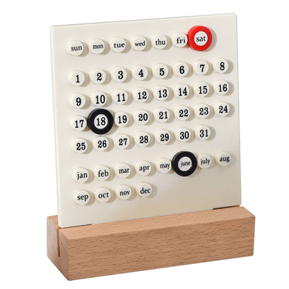 Wooden Kids Calendar DIY Hand Operated Develop Planning Skills Perpetual Calendar for Home White V1294-YM0512-3117220266411