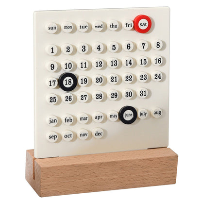 Wooden Kids Calendar DIY Hand Operated Develop Planning Skills Perpetual Calendar for Home White V1294-YM0512-3117220266411