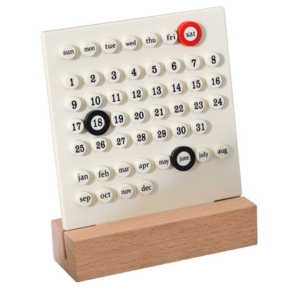 Wooden Kids Calendar DIY Hand Operated Develop Planning Skills Perpetual Calendar for Home White V1294-YM0512-3117220266411