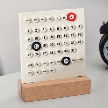 Wooden Kids Calendar DIY Hand Operated Develop Planning Skills Perpetual Calendar for Home White V1294-YM0512-3117220266411