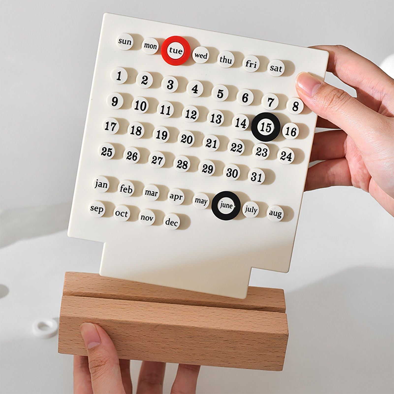 Wooden Kids Calendar DIY Hand Operated Develop Planning Skills Perpetual Calendar for Home White V1294-YM0512-3117220266411