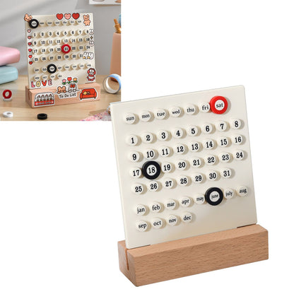 Wooden Kids Calendar DIY Hand Operated Develop Planning Skills Perpetual Calendar for Home White V1294-YM0512-3117220266411