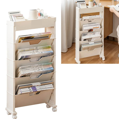 Classroom Bookshelf Multilayer with Universal Wheel Book Storage Shelving for Living Room V1294-YM0512-3117220266611