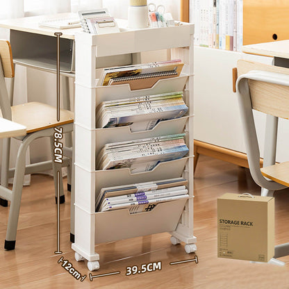 Classroom Bookshelf Multilayer with Universal Wheel Book Storage Shelving for Living Room V1294-YM0512-3117220266611