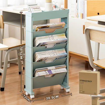 Classroom Bookshelf Multilayer with Universal Wheel Book Storage Shelving for Living Room V1294-YM0512-3117220266612