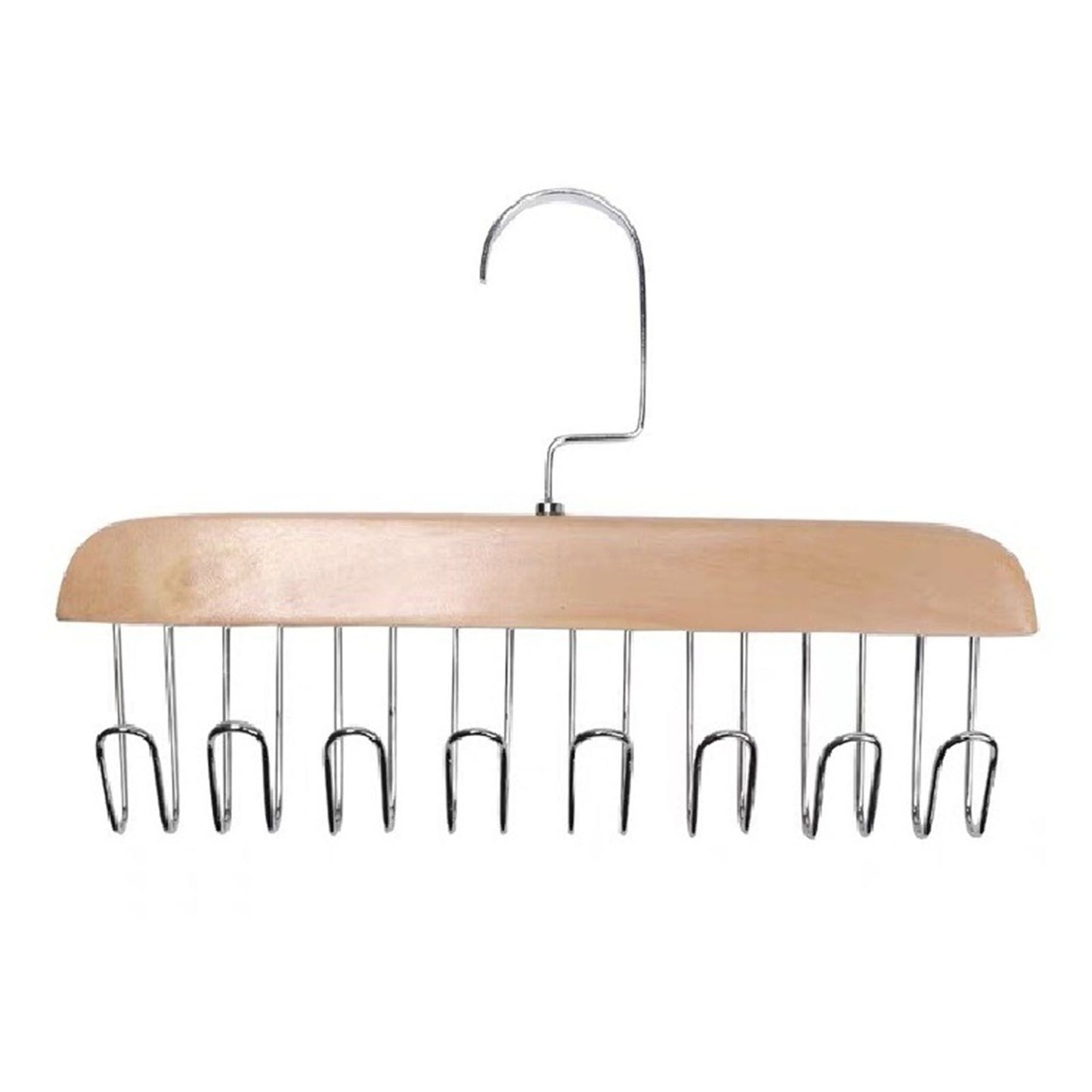 Multifunctional Hanger Punch Free with 8 Hooks Wood and Stainless Steel Cap Holder for Student Dormitory Khaki V1294-YM0512-3117220266712