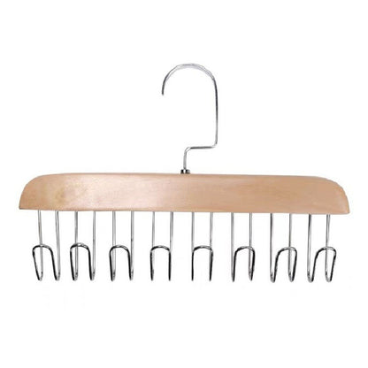 Multifunctional Hanger Punch Free with 8 Hooks Wood and Stainless Steel Cap Holder for Student Dormitory Khaki V1294-YM0512-3117220266712