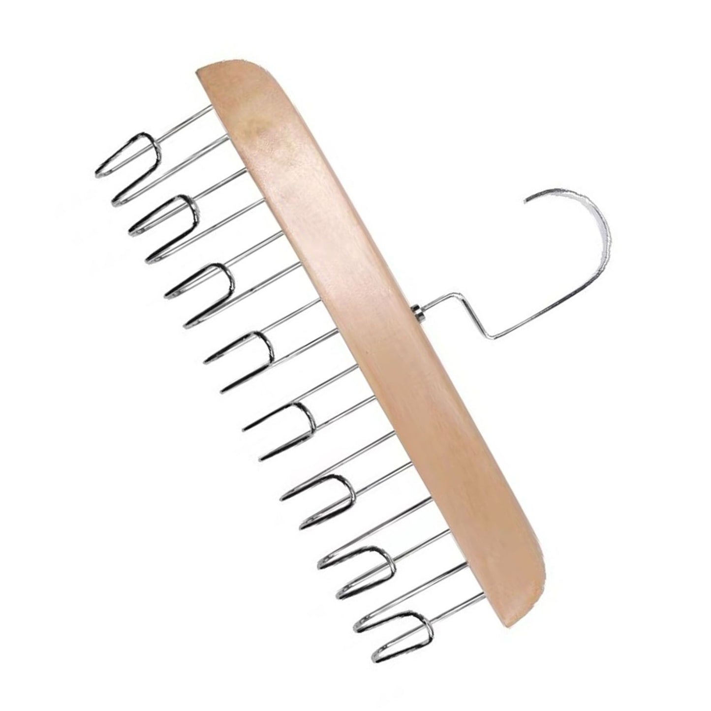 Multifunctional Hanger Punch Free with 8 Hooks Wood and Stainless Steel Cap Holder for Student Dormitory Khaki V1294-YM0512-3117220266712
