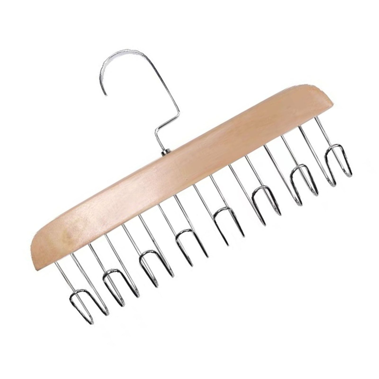Multifunctional Hanger Punch Free with 8 Hooks Wood and Stainless Steel Cap Holder for Student Dormitory Khaki V1294-YM0512-3117220266712
