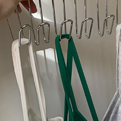 Multifunctional Hanger Punch Free with 8 Hooks Wood and Stainless Steel Cap Holder for Student Dormitory Khaki V1294-YM0512-3117220266712