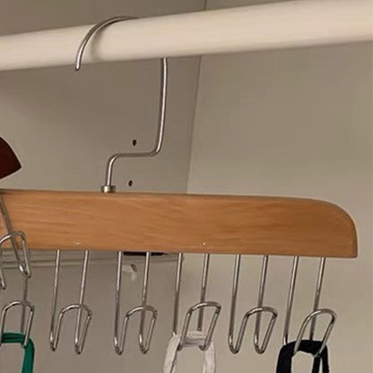 Multifunctional Hanger Punch Free with 8 Hooks Wood and Stainless Steel Cap Holder for Student Dormitory Khaki V1294-YM0512-3117220266712