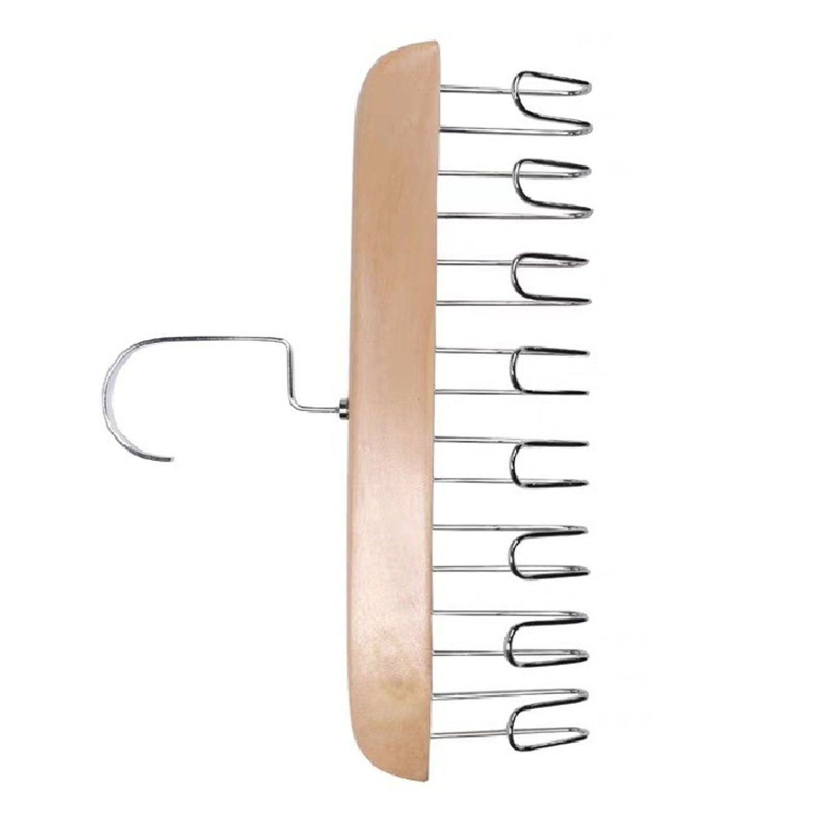Multifunctional Hanger Punch Free with 8 Hooks Wood and Stainless Steel Cap Holder for Student Dormitory Khaki V1294-YM0512-3117220266712