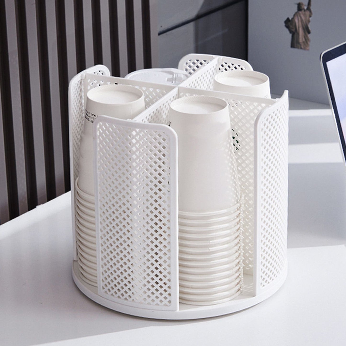 Disposable Cup Storage Organizer 4 Compartment 360 Degree Rotating Coffee Cup Dispenser for Coffee Shops V1294-YM0512-3117220267111