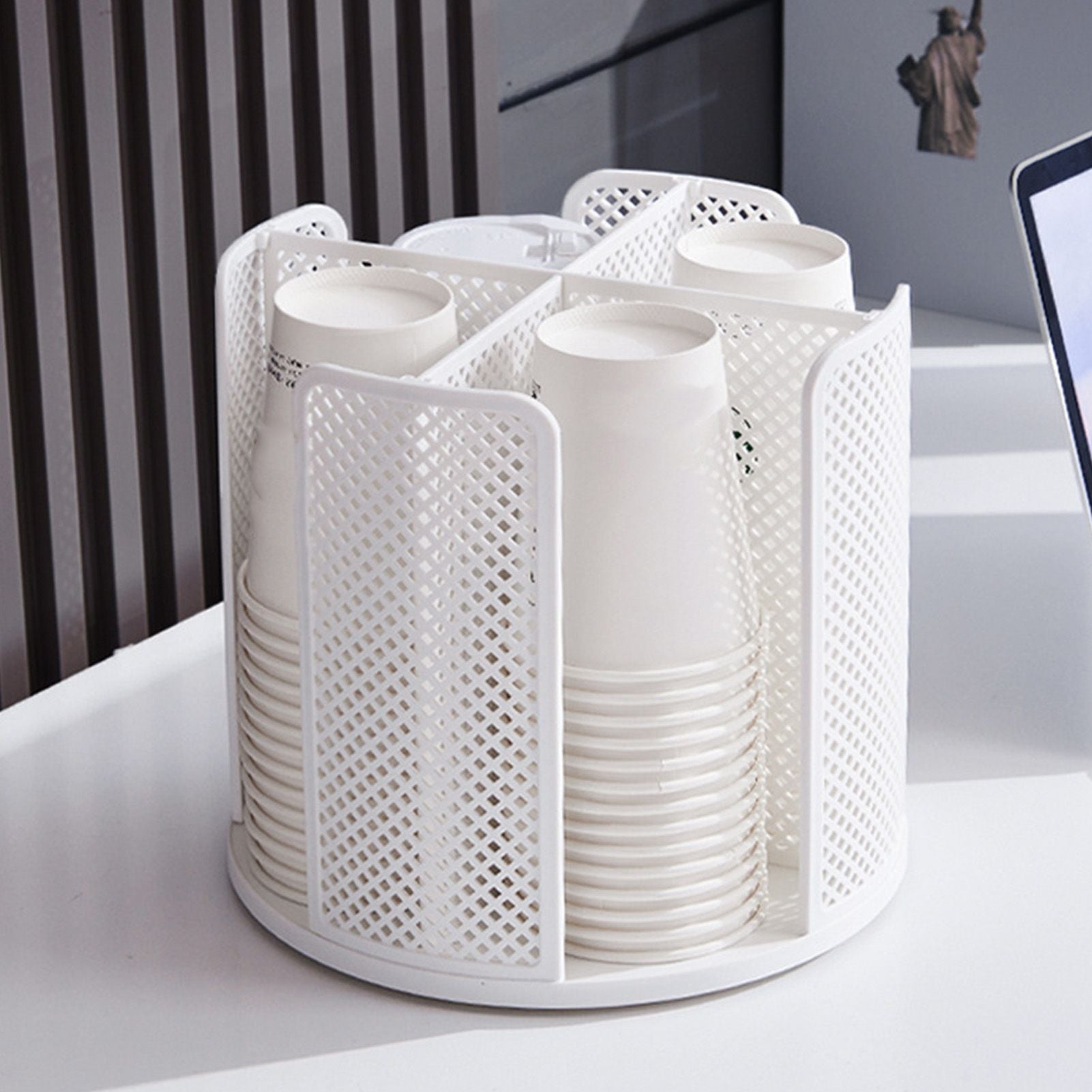 Disposable Cup Storage Organizer 4 Compartment 360 Degree Rotating Coffee Cup Dispenser for Coffee Shops V1294-YM0512-3117220267111