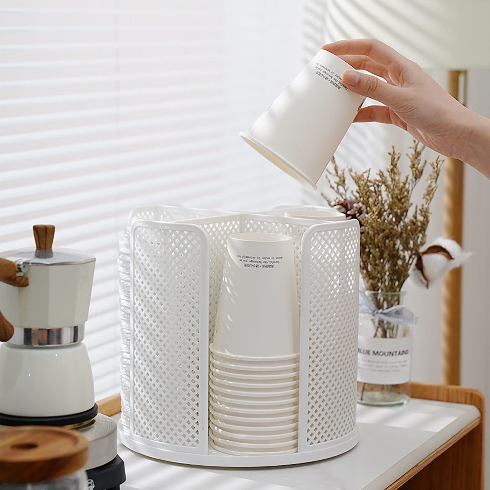 Disposable Cup Storage Organizer 4 Compartment 360 Degree Rotating Coffee Cup Dispenser for Coffee Shops V1294-YM0512-3117220267111