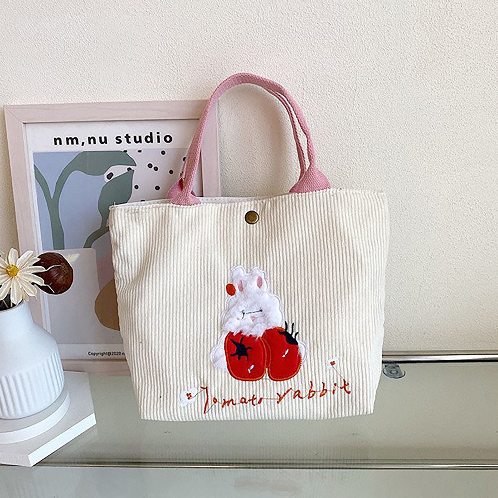 Cute Handbag Snap Button Closure Thickened Cute Pattern Fashionable Small Tote Bag for Shopping Commuting V1294-YM0512-3117220267211