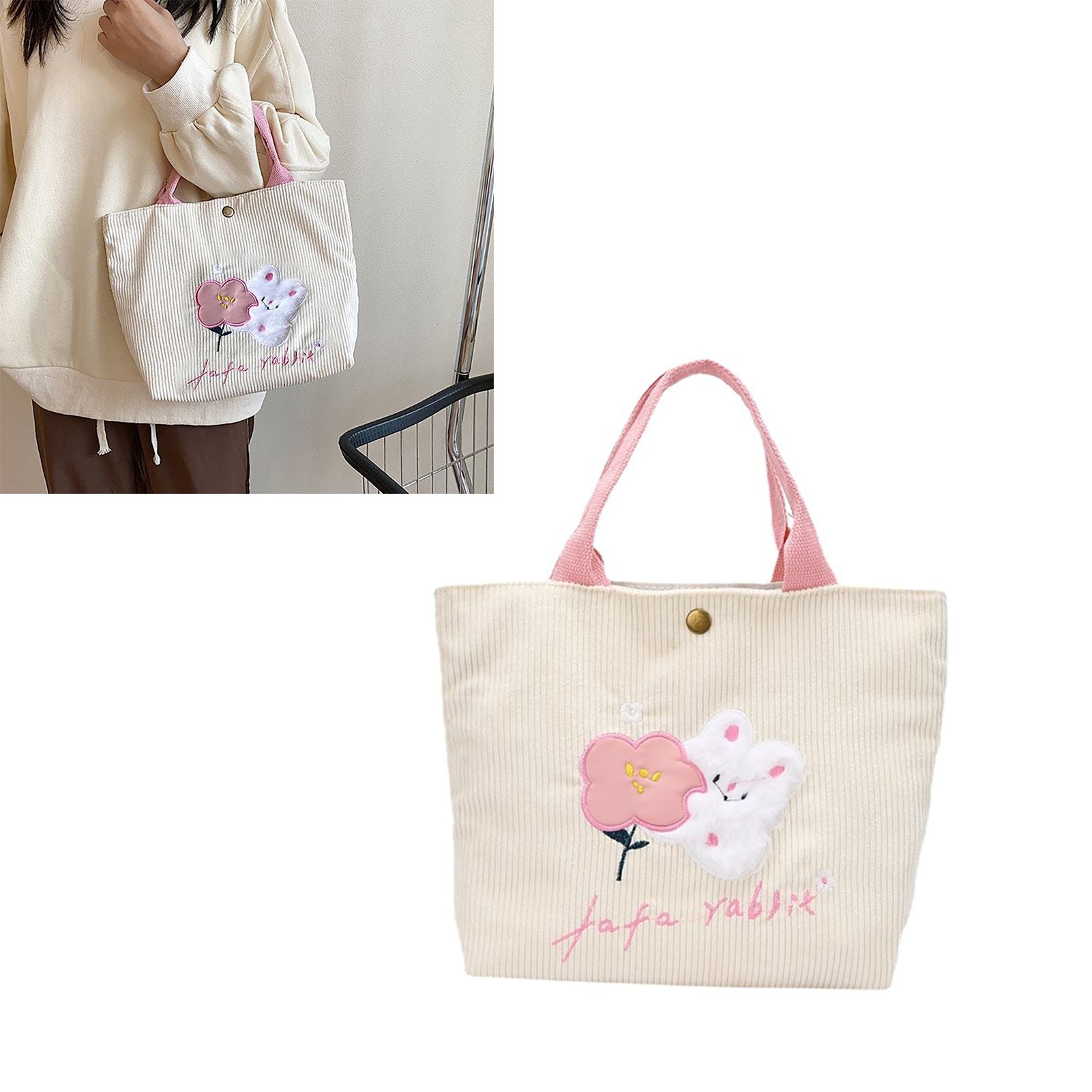 Cute Handbag Snap Button Closure Thickened Cute Pattern Fashionable Small Tote Bag for Shopping Commuting V1294-YM0512-3117220267214
