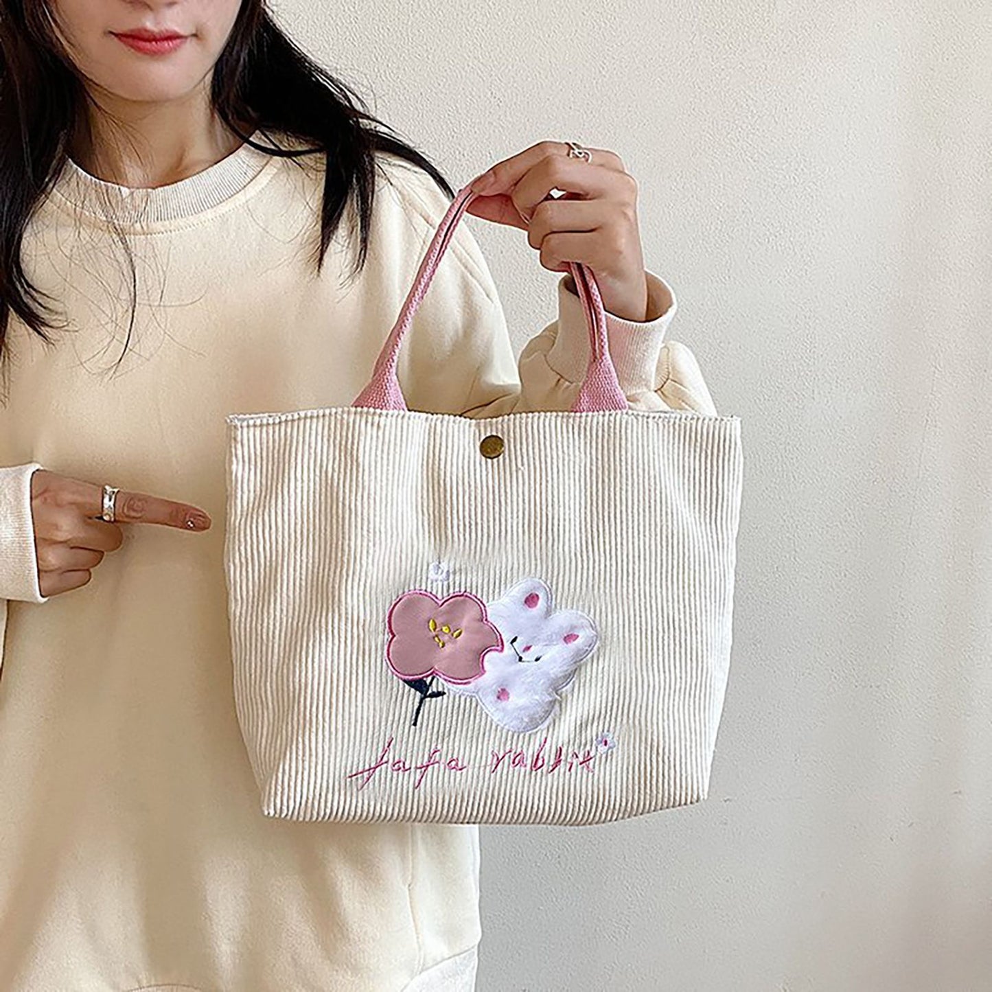 Cute Handbag Snap Button Closure Thickened Cute Pattern Fashionable Small Tote Bag for Shopping Commuting V1294-YM0512-3117220267214
